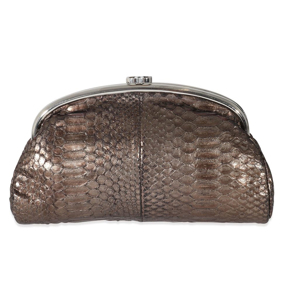 Chanel Bronze Metallic Python Timeless Clutch - image 1